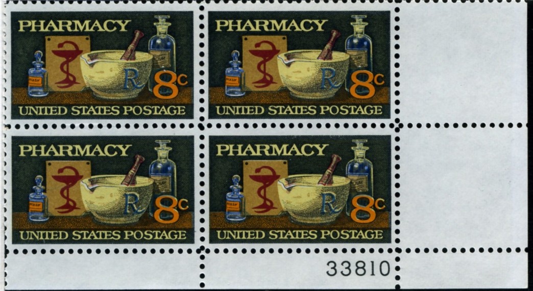 Scott 1473 8 Cent Stamp Pharmacy Plate Block