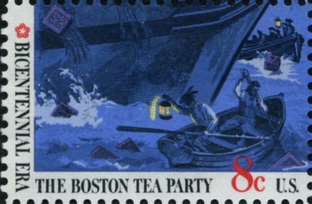 Scott 1482 8 Cent Stamp Boston Tea Party Boats and Lantern