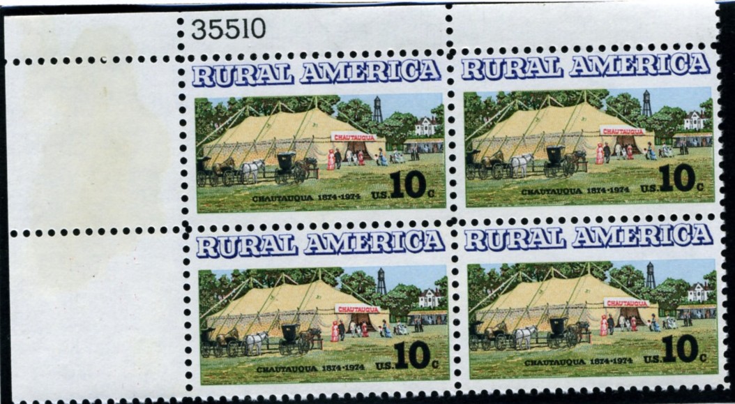 Scott 1505 10 Cent Stamp Chautauqua Plate Block