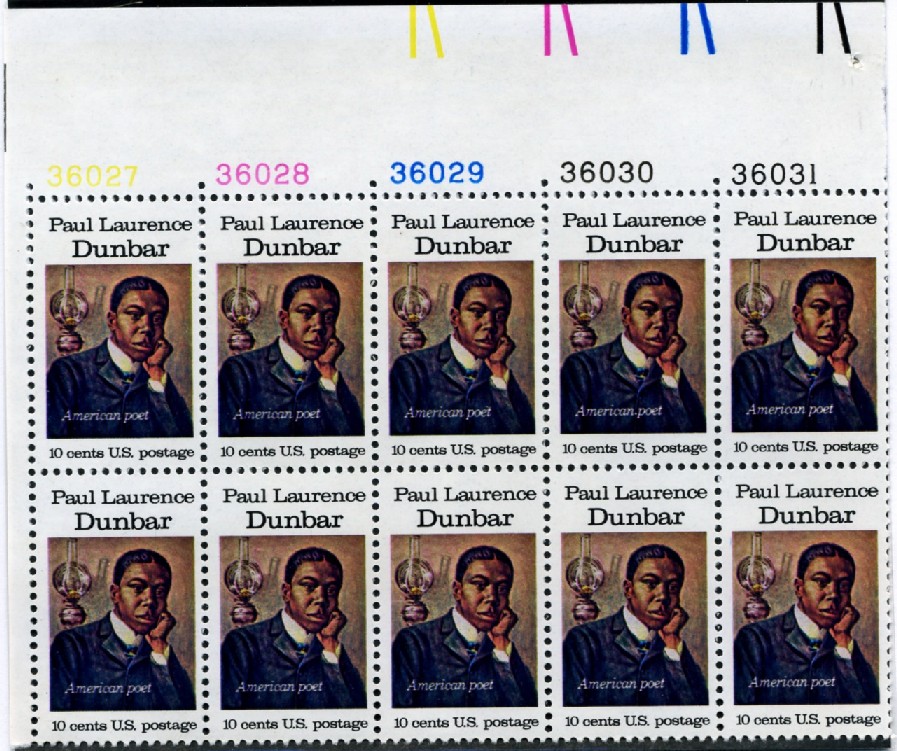 Scott 1554 10 Cent Stamp Paul Laurence Dunbar Plate Block