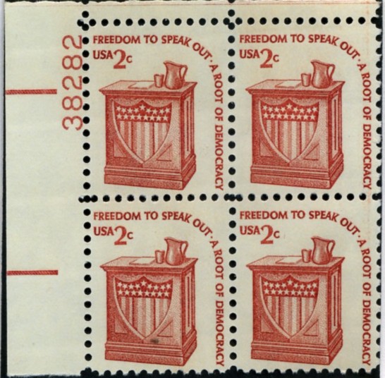 Scott 1582 2 Cent Stamp Speakers Lectern Plate Block