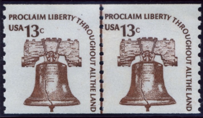 Scott 1618 13 Cent Coil Stamp Liberty Bell Pair