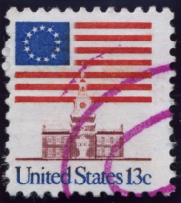 Scott 1622 13 Cent Stamp Flag and Independence Hall
