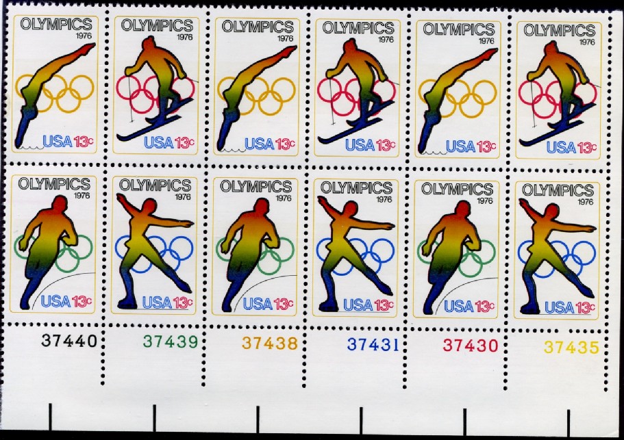 Scott 1695 to 1698 13 Cent Stamps Olympics Plate Block