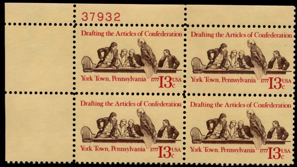 Scott 1726 13 Cent Stamp Articles of Confederation Plate Block