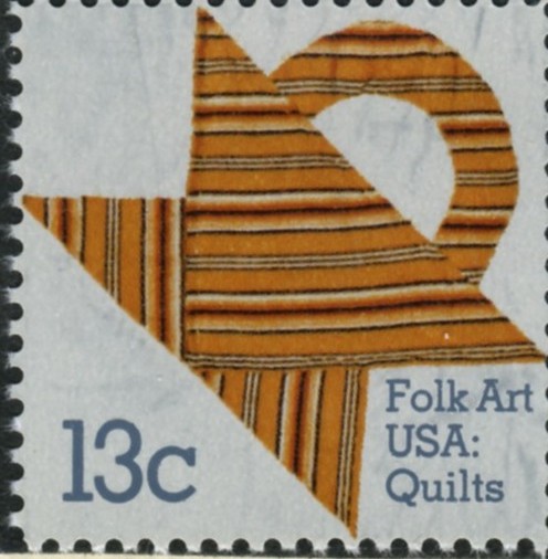 Scott 1747 13 Cent Stamp Folk Art Orange Striped Quilt