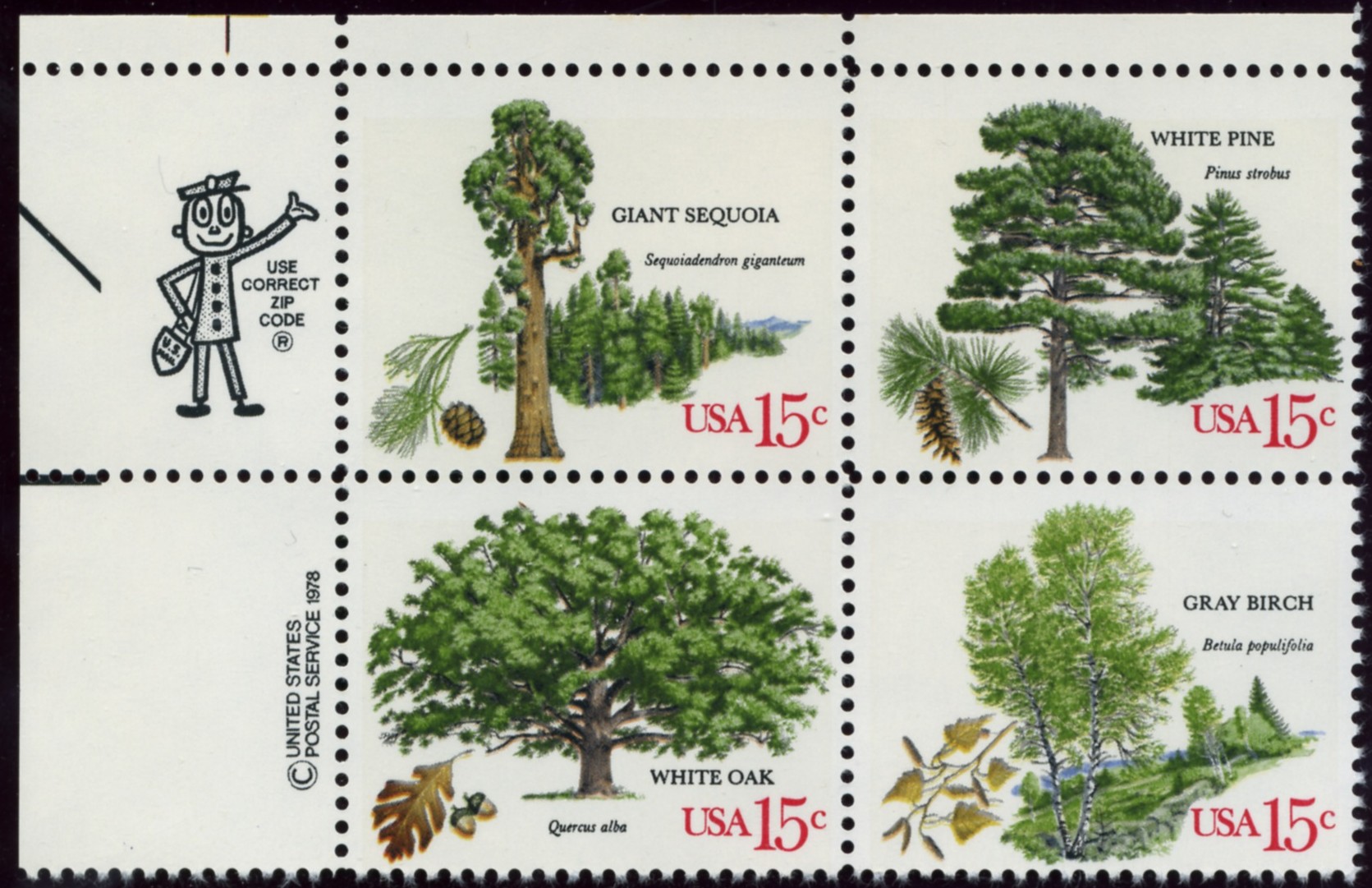 Scott 1764 to 1767 15 Cent Stamps American Trees