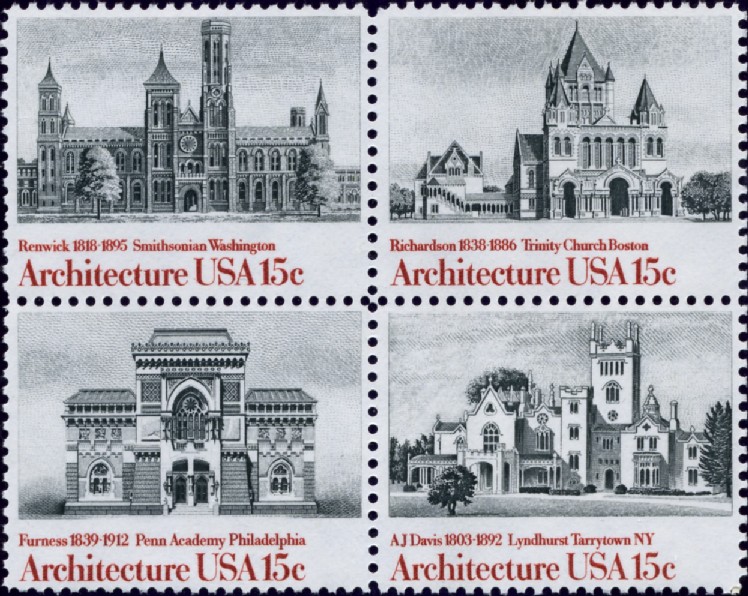 Scott 1838 to 1841 15 Cent Stamps American Architecture