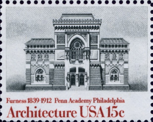 Scott 1840 15 Cent Stamp Architecture Penn Academy Philadelphia by Furness