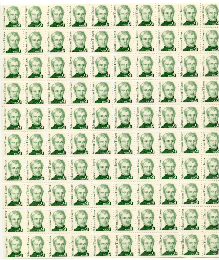 Scott 1852 Sylvanus Thayer 9 Cent Stamp Full Sheet