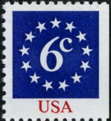 Scott 1892 6 Cent Definitive Stamp Numeral in Circle of Stars