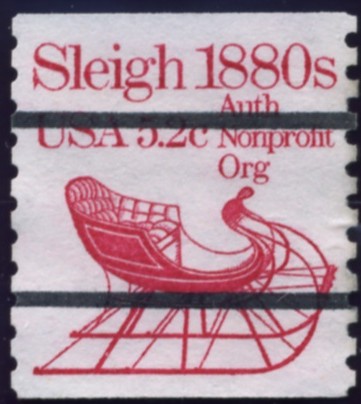 Scott 1900 5.2 Cent Nonprofit Precanceled Coil Stamp Sleigh