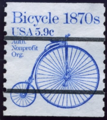 Scott 1901 5.9 Cent Nonprofit Precanceled Coil Stamp Bicycle