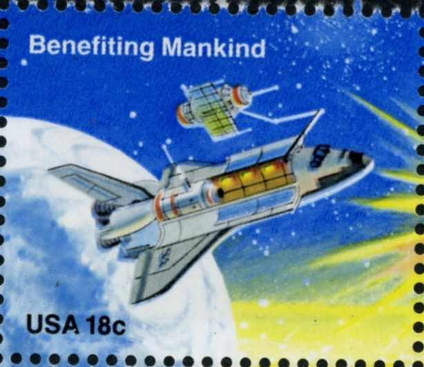 Scott 1914 18 Cent Stamps Space Exploration Shuttle Deploying Satellite