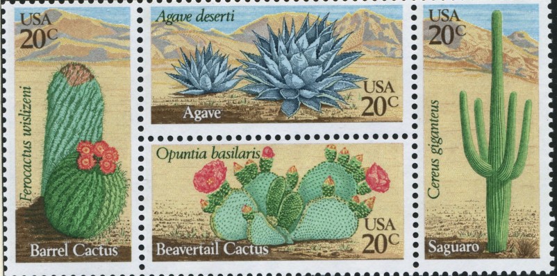Scott 1942 to 1945 20 Cent Stamps Cacti