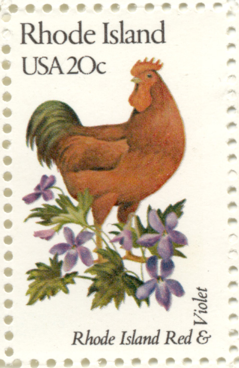 Scott 1991 20 Cent Stamp State Birds and Flowers Rhode Island Rhode Island Red and Violet