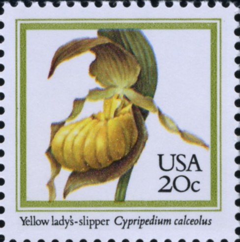 Scott 2077 20 Cent Stamp Yellow Lady's Slipper Flower
