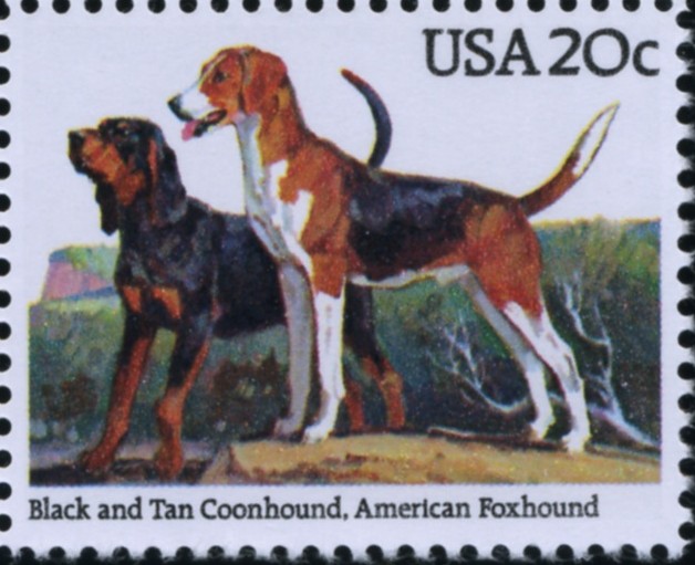 Scott 2101 20 Cent Stamp Black Tan Coonhound and American Foxhound