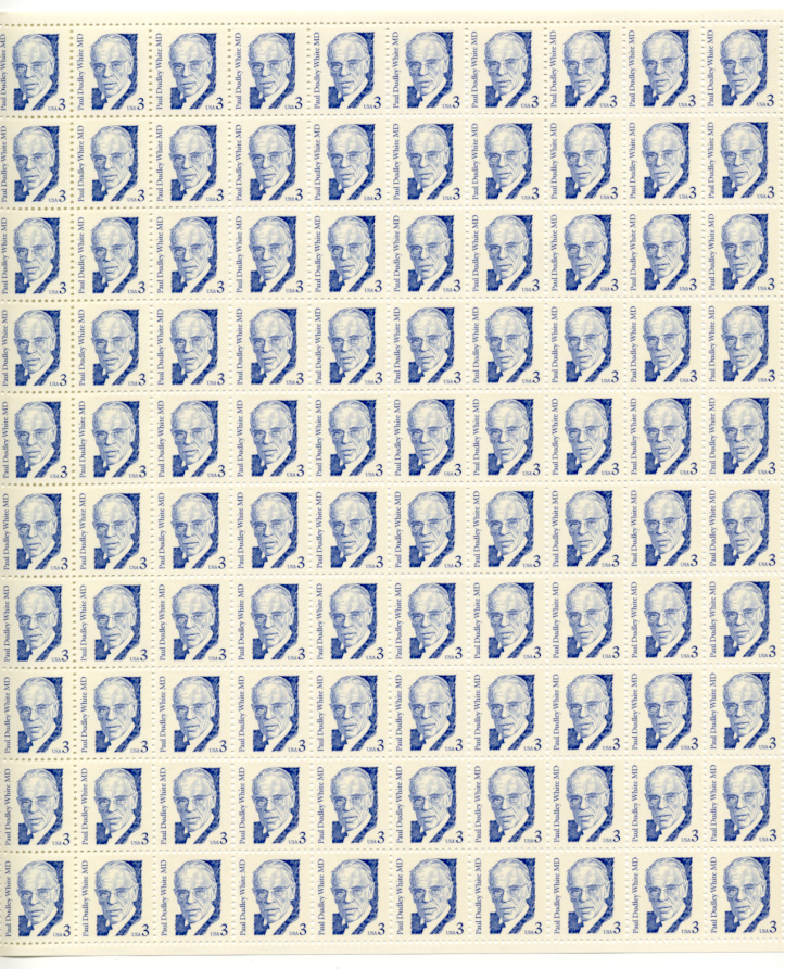 Scott 2170 Paul Dudley White M. D. 3 Cent Stamps Full Sheet