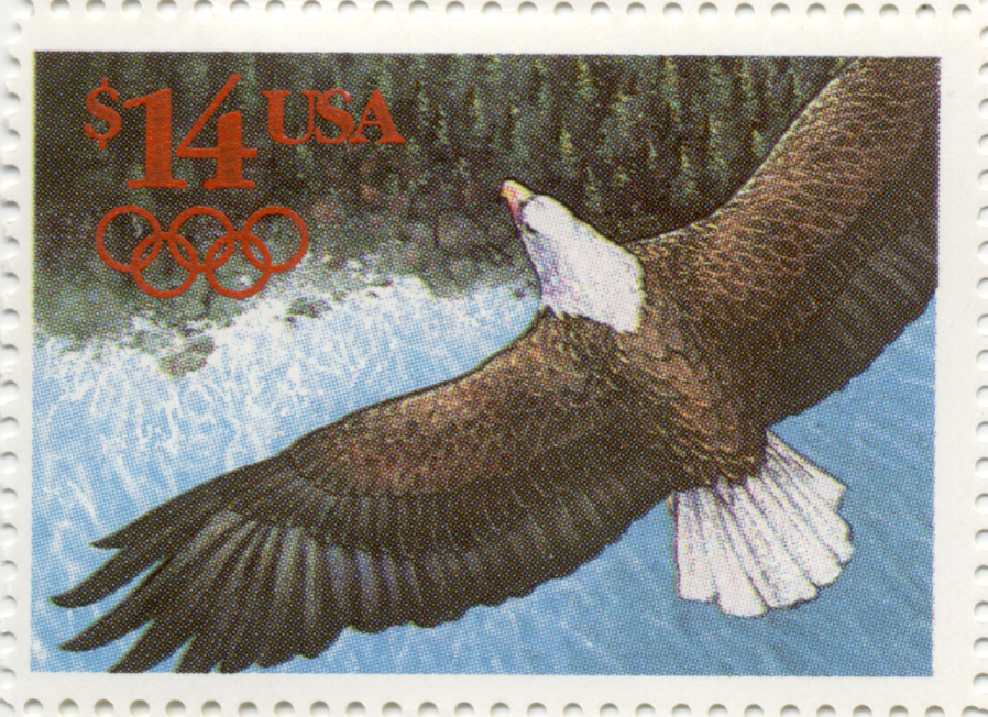 Eagle and Olympic Rings 14.00 Dollar Express Mail Stamp Scott 2542