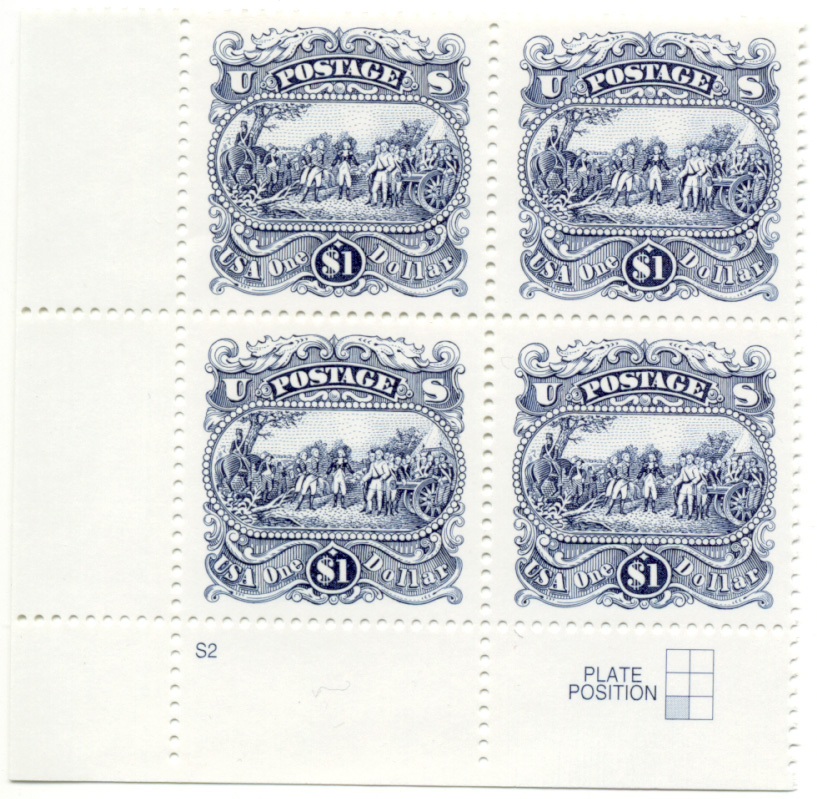 Surrender of General Burgoyne at Saratoga 1 Dollar Stamps Plate Block Scott 2590