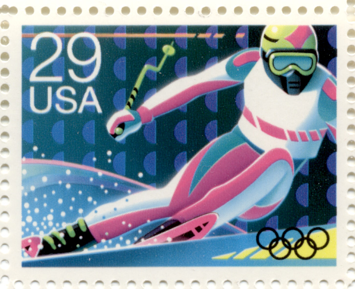 Scott 2614 29 Cent Stamp 1992 Winter Olympics Downhill Skiing