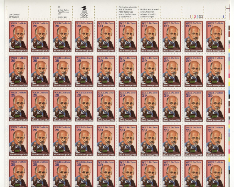 Scott 2617 W. E. B. DuBois 29 Cents Stamps Full Sheet