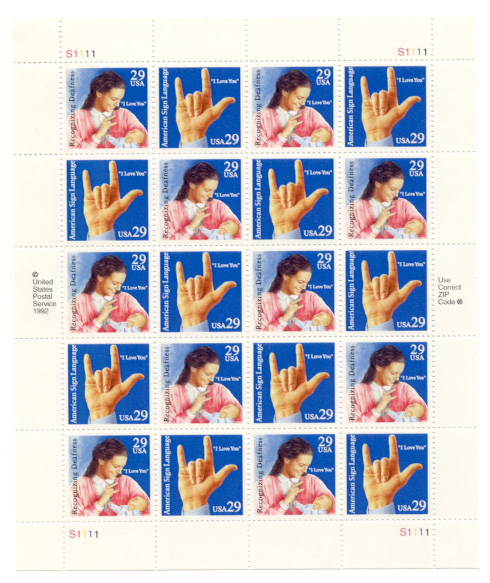 Scott 2783 through 2784 Sign Language 29 Cents Stamps Full Sheet
