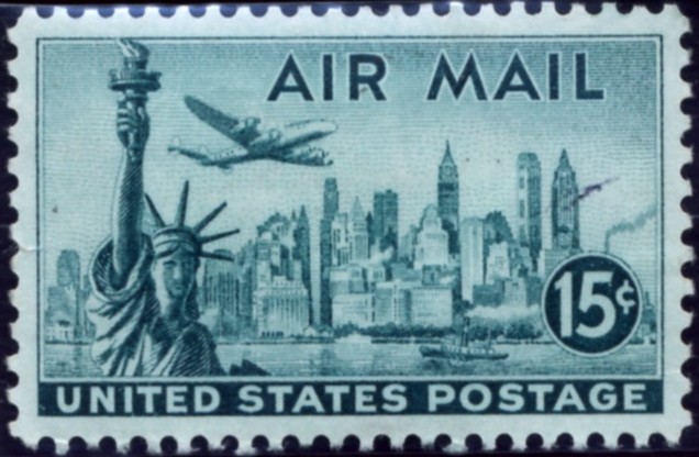Scott C35 New York Skyline 15 Cent Airmail Stamp