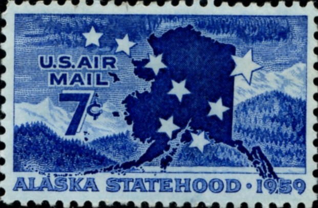 Scott C53 Alaska Statehood 7 Cent Airmail Stamp