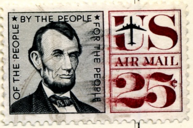 Scott C59 Abraham Lincoln 25 Cent Airmail Stamp Smeared Ink Error b