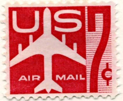 Scott C60 Jetliner Silhouette Red 7 Cent Airmail Stamp a