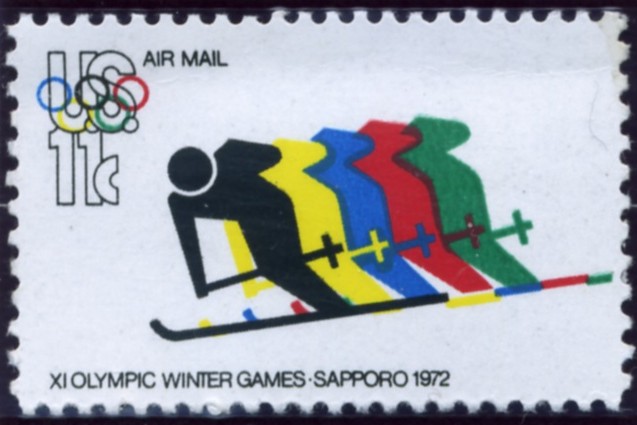 Scott C85 Winter Olympic Skiers 11 Cent Airmail Stamp