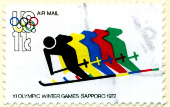 Scott C85 Winter Olympic Skiers 11 Cent Airmail Stamp a
