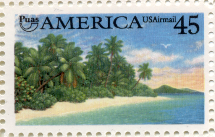 Scott C127 Tropical Beach 45 Cent Airmail Stamp