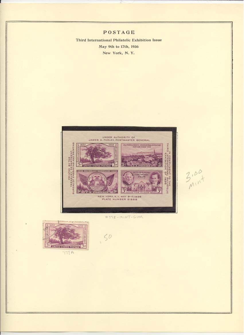 Postage Stamps Scott 778 and 777A