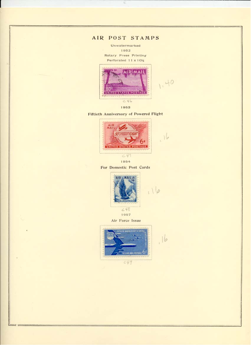 Air Post Air Mail Stamps Scott C46 C47 C48 C49