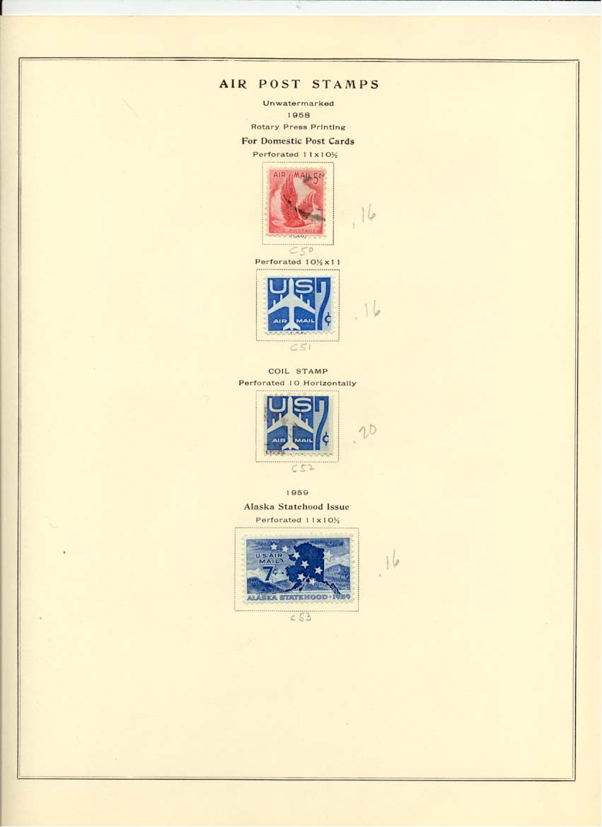 Air Post Air Mail Stamps Scott C50 C51 C52 C53