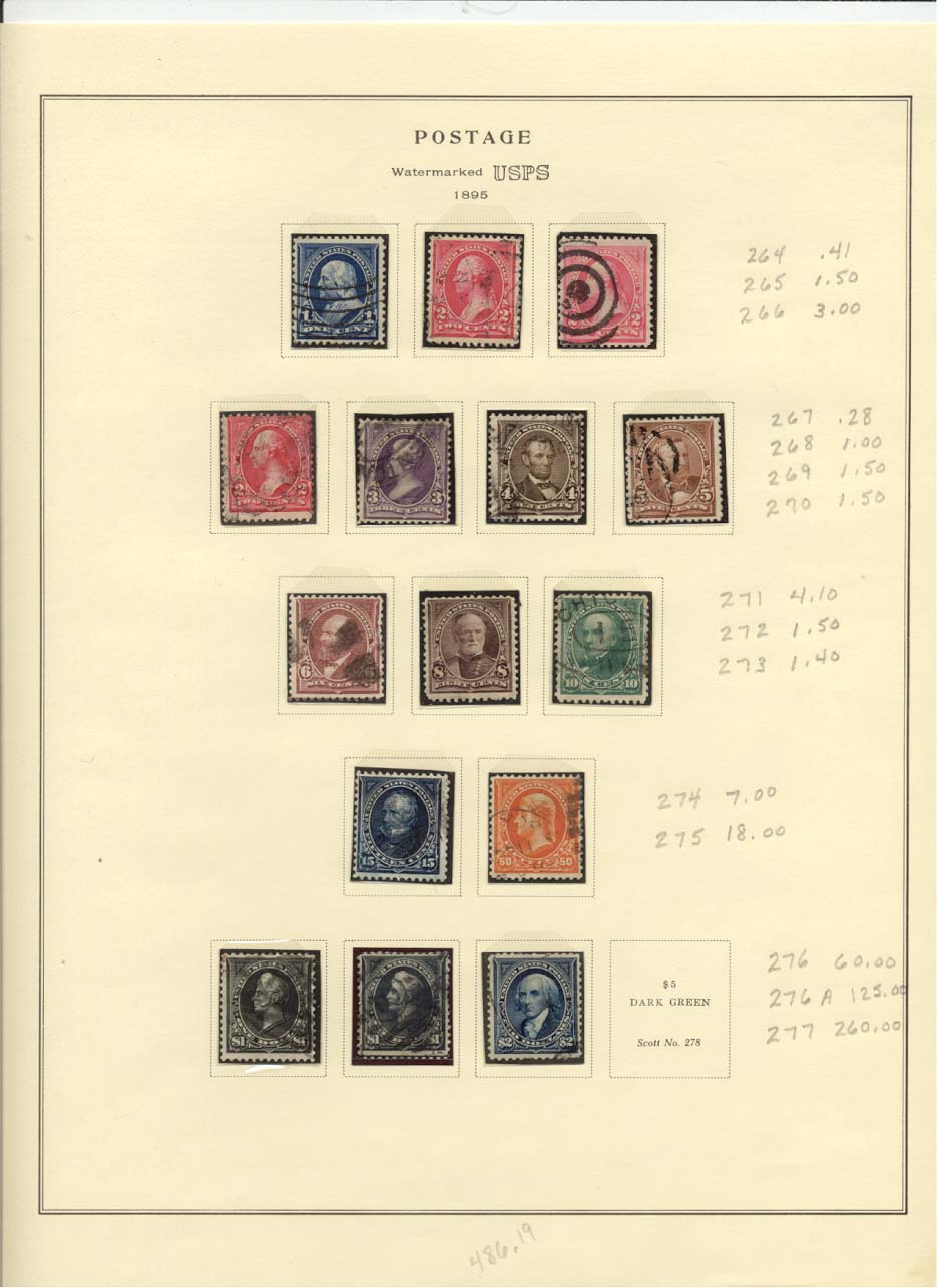 Postage Stamps Scott #264, 265, 266, 267, 268, 269, 270, 271, 272, 273, 274, 275, 276, 276a, 277