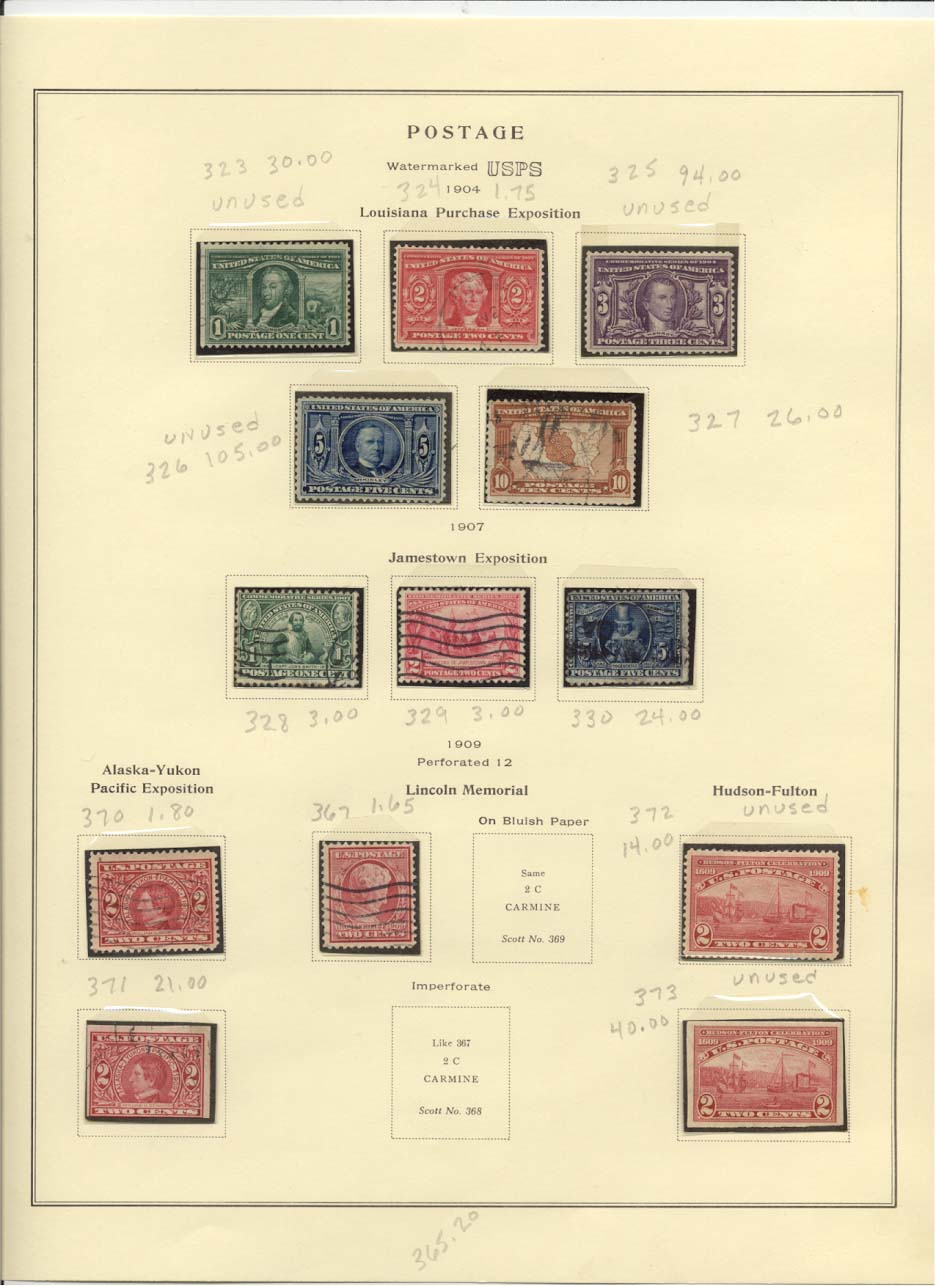Postage Stamps Scott #323, 324, 325, 326, 327, 328, 329, 330, 370, 367, 372, 371, 373
