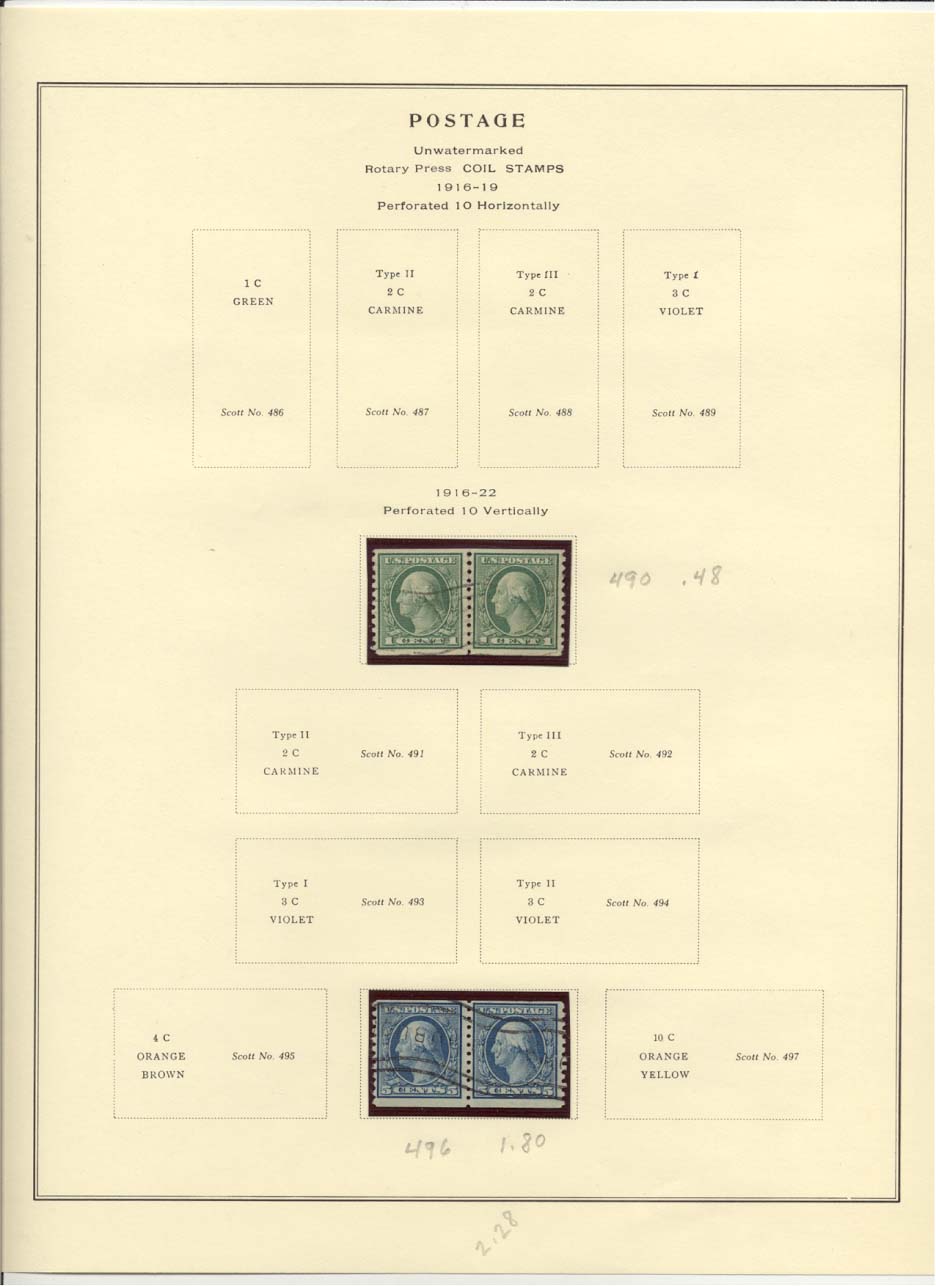 Postage Stamps Scott #490 and 496