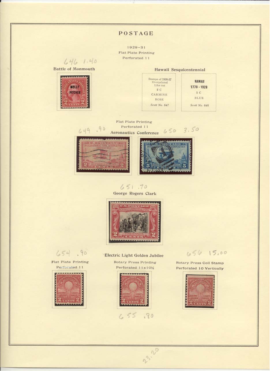 Postage Stamps Scott #646, 649, 650, 651, 654, 655, 656