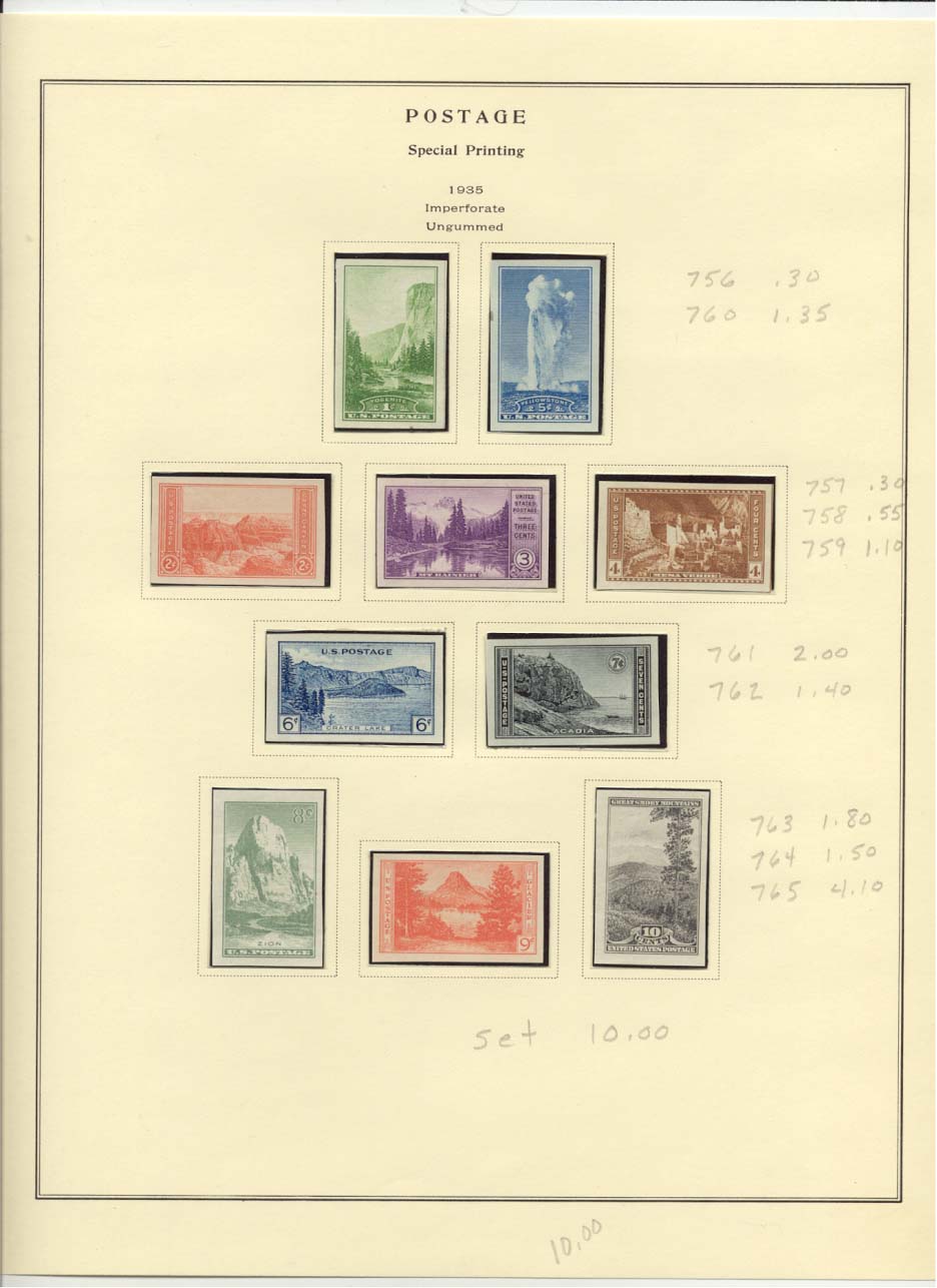 Postage Stamps Scott #756, 760, 757, 758, 759, 761, 762, 763, 764, 765