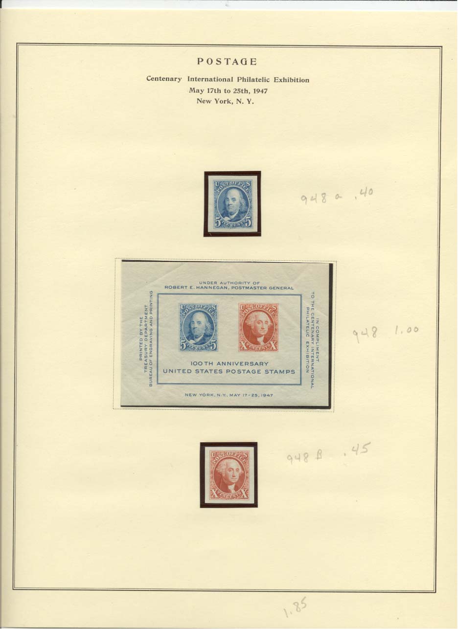 Postage Stamps Scott #948a, 948, 948b
