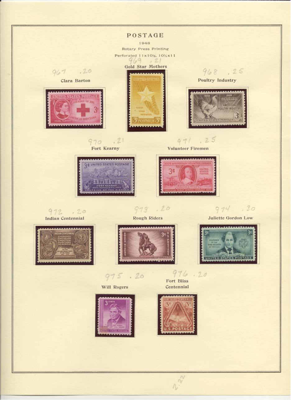 Postage Stamps Scott #967, 969, 968, 970, 971, 972, 973, 974, 975, 976