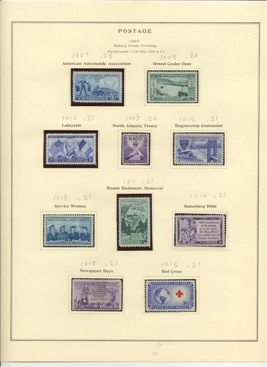 Postage Stamps Scott #1007, 1009, 1010, 1008, 1012, 1013, 1011, 1014, 1015, 1016