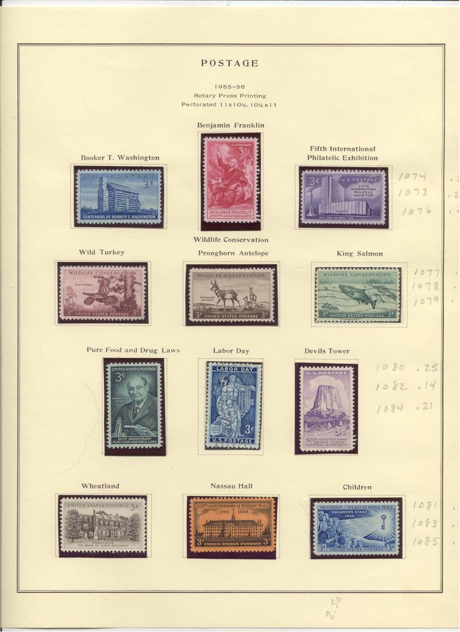 Postage Stamps Scott #1074, 1073, 1076, 1077, 1078, 1079, 1080, 1082, 1084, 1081, 1083, 1085
