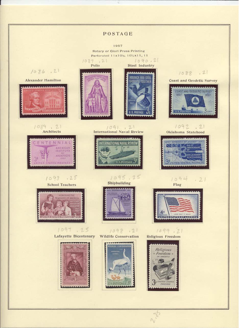 Postage Stamps Scott #1086, 1087, 1090, 1088, 1089, 1091, 1092, 1093, 1095, 1094, 1097, 1098, 1099