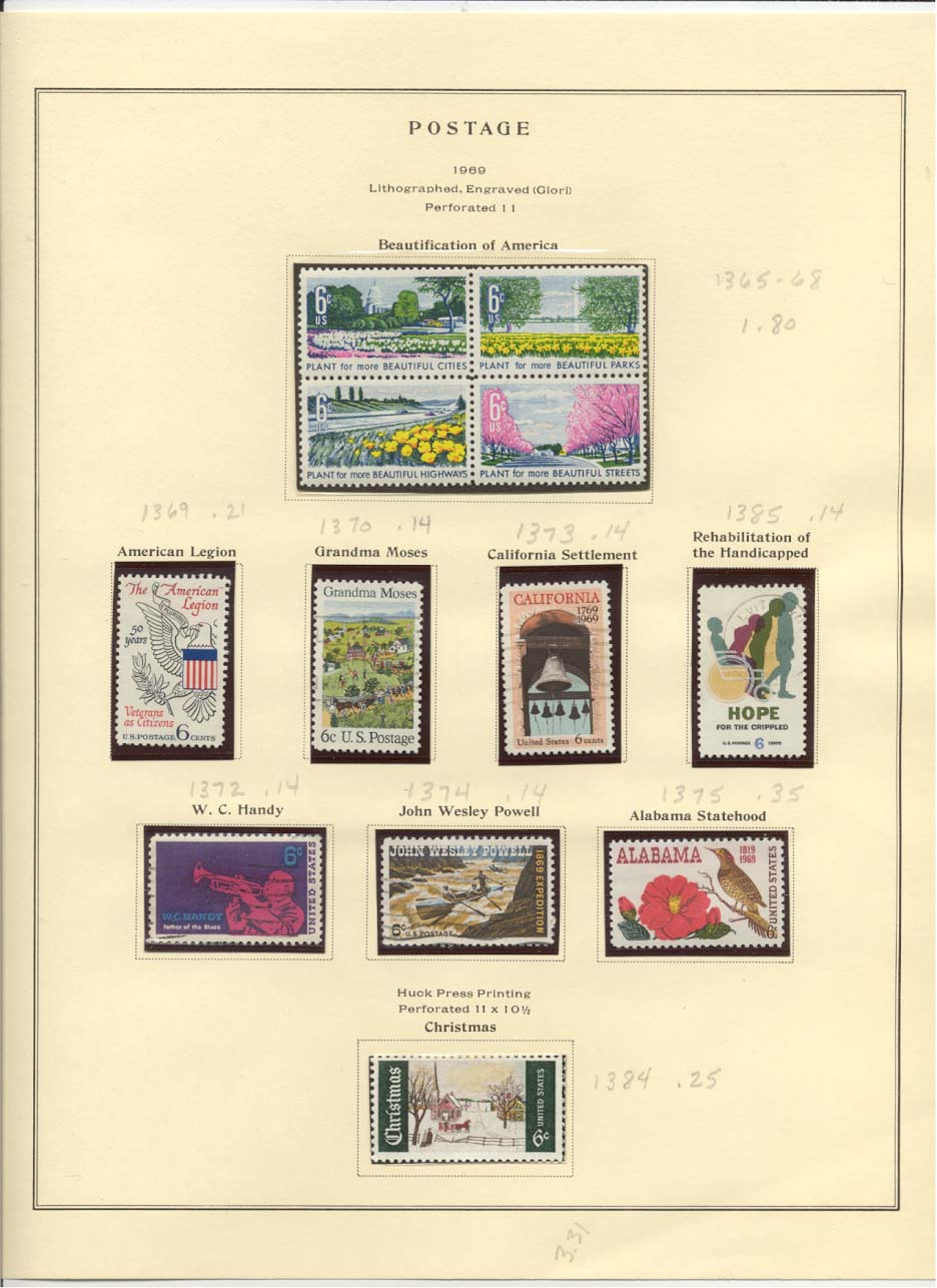 Postage Stamps Scott #1365-1368, 1369, 1370, 1373, 1385, 1372, 1374, 1375, 1384
