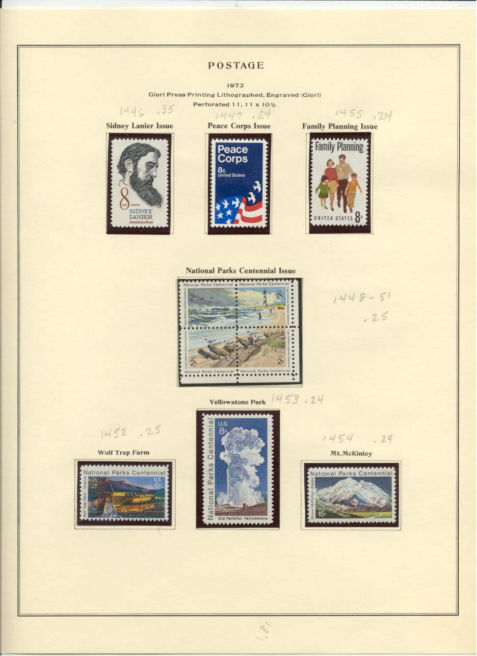 Postage Stamps Scott #1446, 1447, 1455, 1448-1451, 1452, 1453, 1454
